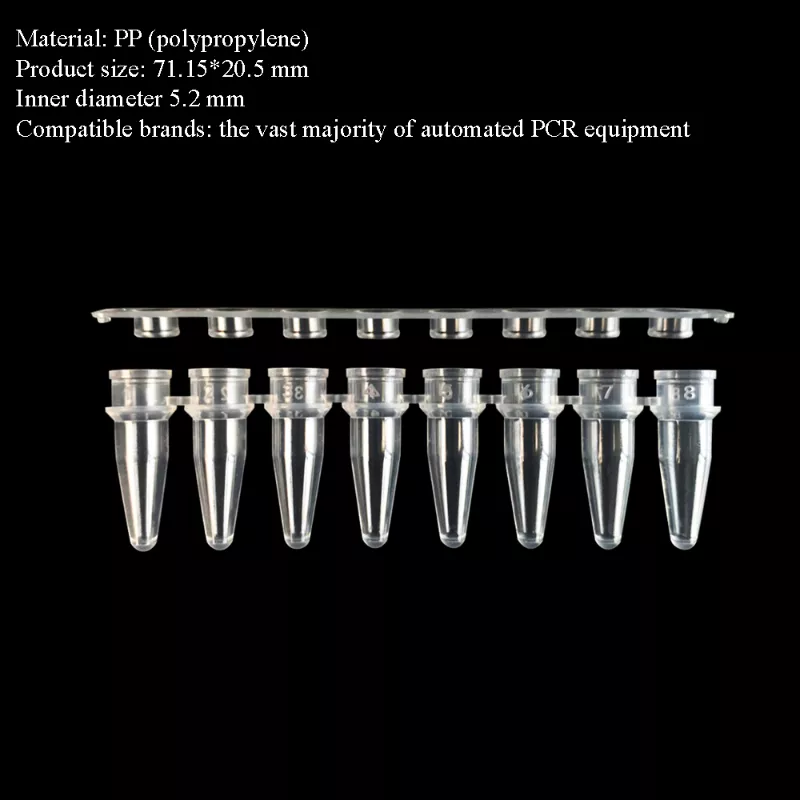 PCR 8-Strip Tubes, Transparent, 200 μL  PCR-0802-FC